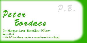 peter bordacs business card