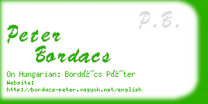 peter bordacs business card